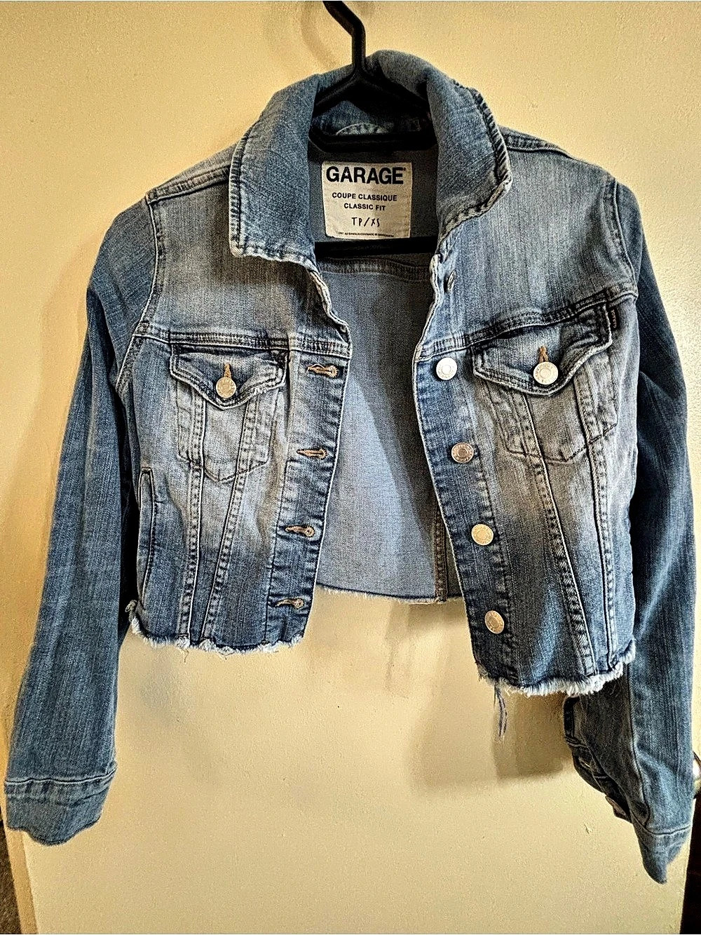 Garage Classic Fit Cropped Denim Jacket Size XS